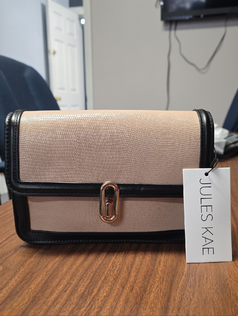 Jules Kae Mia Beige and Black Crossbody Bag